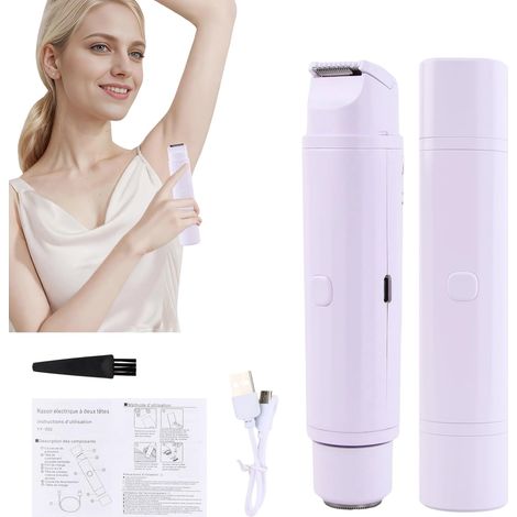 Rechargeable women's electric shaver, 2 in 1, trimmer bikini female intimate double head bikini shaver for women intimate area epilator for jersey, face, armpits, legs, arms, body (1/5)