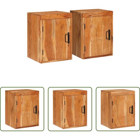 Akazienholz -  Nachttisch 2 pcs Braun 35 x 33 x 48 cm Massivholz Akazie (1/5)