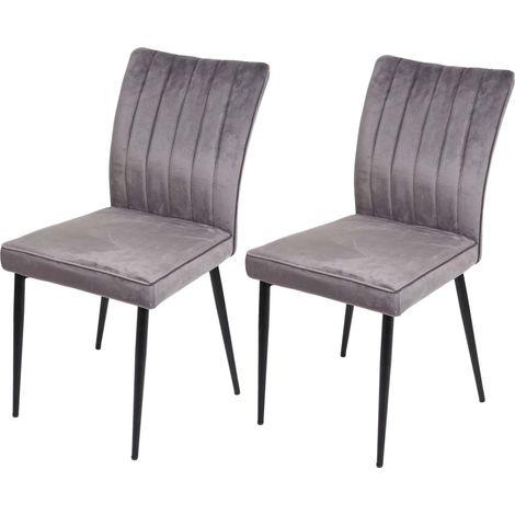 [JAMAIS UTILISÉ] Lot de 2 chaises de salle à manger HHG-319, chaise de cuisine, velours métal, gris foncé (1/5)