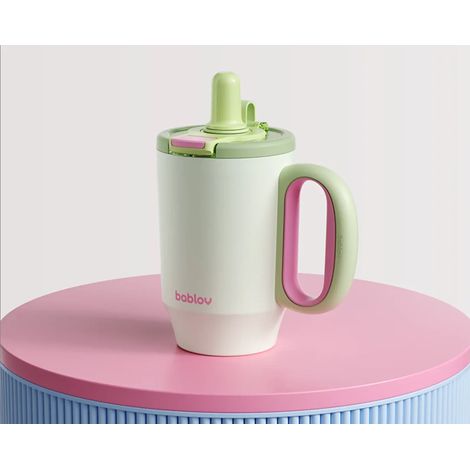 Mug à café isotherme  Gobelet étanche avec paille, grande capacité et design mignon pour femmes – Idéal pour le bureau, les boissons et le transport，vert