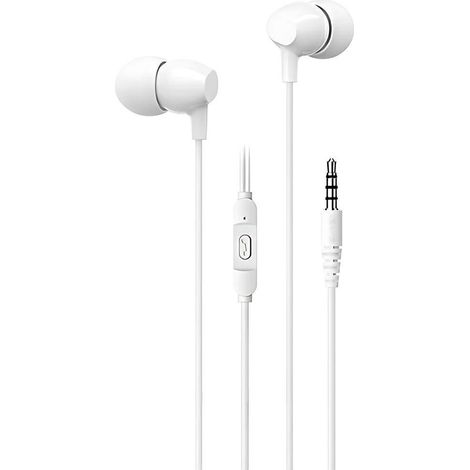 Cuffie stereo USAMS EP-47 da 3,5 mm, cavo da 1,2 m, colore bianco.