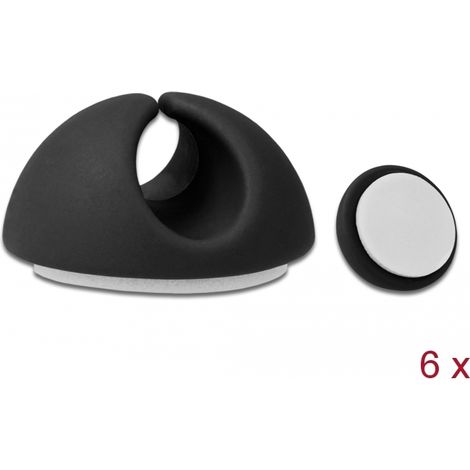 Delock Juego de sujetacables de 6 piezas negro