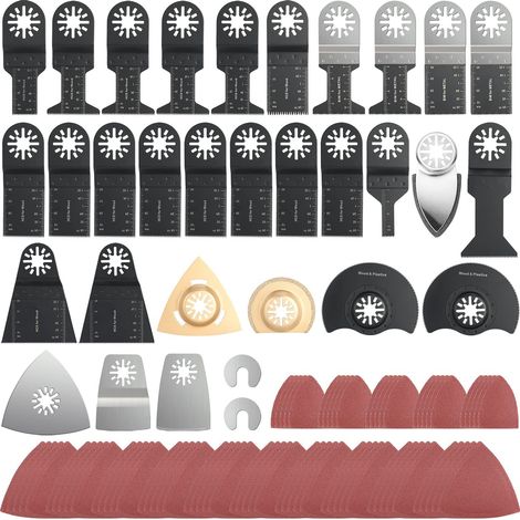 ZOLGINAH Kit de accesorios para hojas de sierra multiherramienta, 107 piezas Accesorios multiherramienta oscilantes Hoja de sierra universal para Fein, Dremel, Bosch, Makita, Dewalt (1/4)
