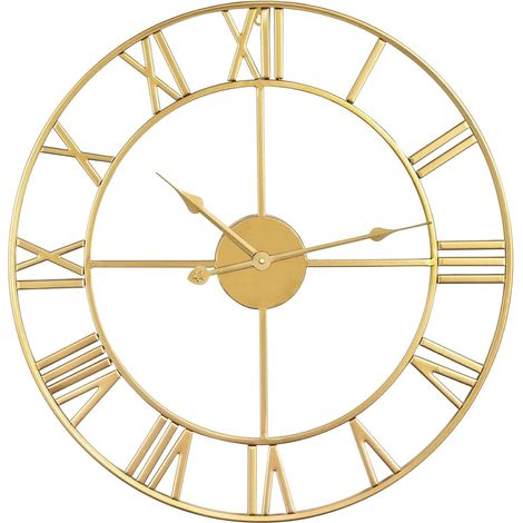 AIDUCHO Horloge Murale Vintage, Horloge Murale en Métal de 50 cm 3D Murale Industrielle Horloge Murale Vintage, Horloge Moderne pour Décoration de Salon Doré (1/4)