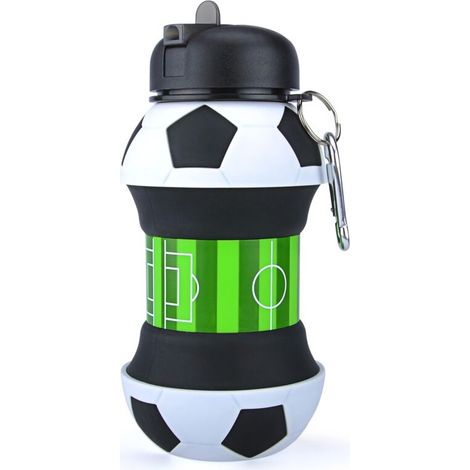 Bouteille d'eau pliable pour garçons et filles sans BPA - Gourde de camping pour enfants - Personnalisable avec votre spor(football) (1/5)