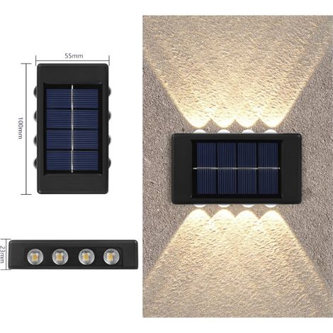 Applique murale extérieure étanche IP65, lampe solaire extérieure pour jardin, clôture, terrasse, garage (lumière chaude)-AquaForge