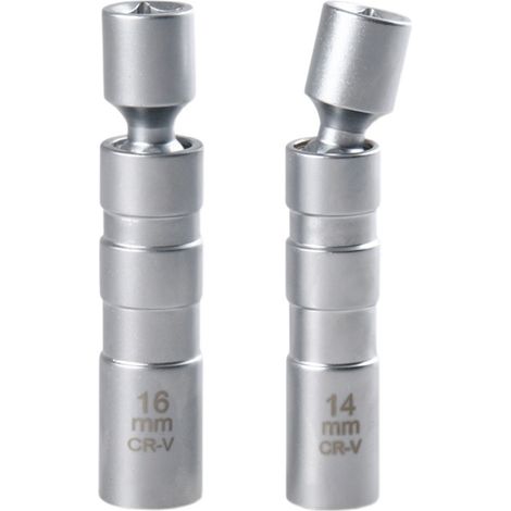 BEBUSINGOTO 2x Zündkerzenschlüssel 14 mm 16 mm, Zündkerzensteckschlüssel, universeller magnetischer Zündkerzenschlüssel, drehbarer Zündkerzensteckschlüssel, 12-kantiger 3/8"-Zündkerzenschlüssel mit d (1/5)