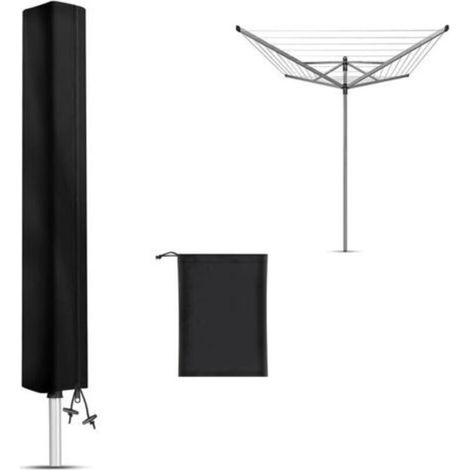 Housse de protection imperméable pour étendoir à linge rotatif extérieur, tissu Oxford 120D, noir (160 x 15 x 15 cm) (1/5)