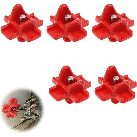 Abreuvoir Poules, Tétine à Eau de volaille, Buveurs d'eau de Poulet en Plastique, Poulet Abreuvoir Automatique, Abreuvoir Automatique pour tétine de Poulet avec Montage latéral Horizontal,5pc (1/5)
