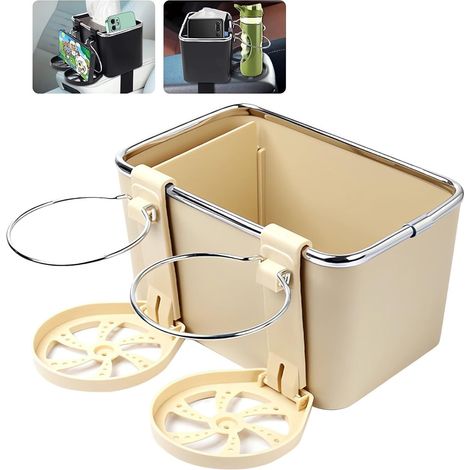 Auto Armlehnen-Aufbewahrungsbox mit Doppelt Getränkehaltern, Universeller Auto-Organizer, Multifunktionale Auto-Ablage mit Taschentuchhalter, Autozubehör für