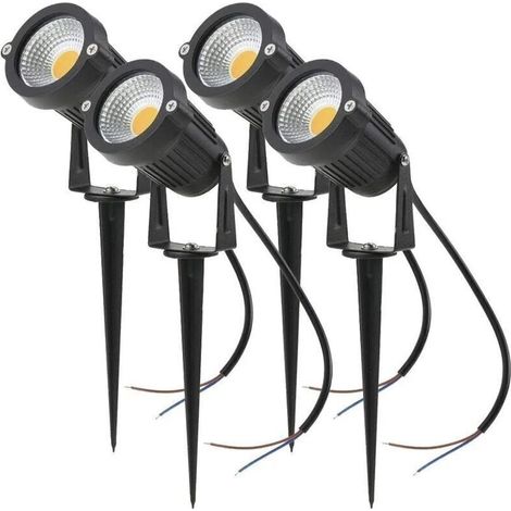 Lot de 4 Spot LED Cob 5W 220V Spots Jardin Orientables avec Piquet Luminaires Extérieur Jardin Terrasse(Blanc chaud) (1/5)