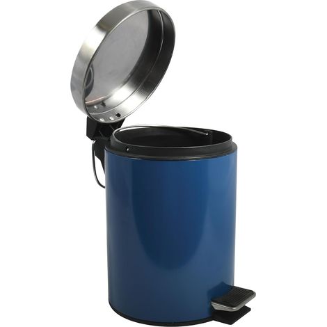 Poubelle Cosmétique Salle de Bain - Acier Inoxydable avec Seau Intérieur Amovible - Poubelle à Pédale Élégante - Compacte et Pratique - Bleu - 3L (1/5)