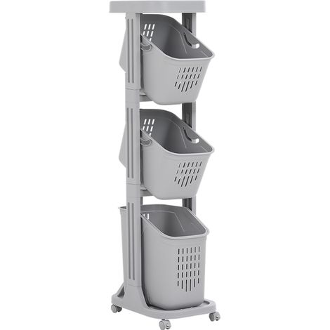 4-Tier Storage Rack Laundry Basket with Wheels (1/2)