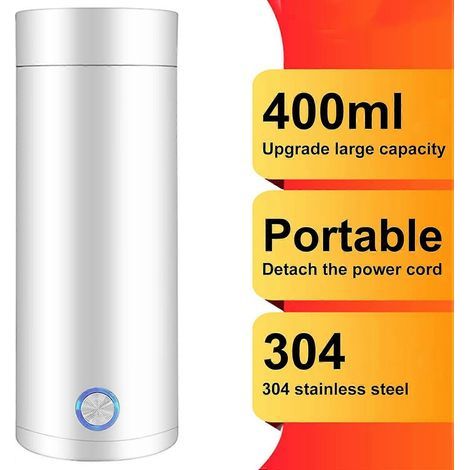 Bouilloire de voyage portable, petite bouilloire électrique de voyage de 400 ml, tasse chauffante électrique 3 en 1, mug chauffant (1/4)