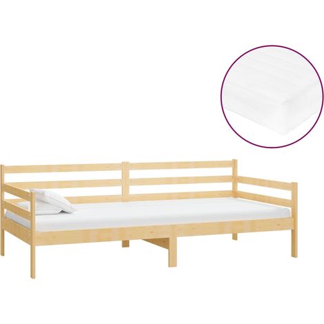 Maison Exclusive - Sofá cama con colchón madera de pino maciza 90
