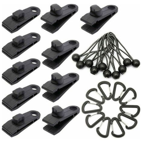 Set de 30 fixations de bâche extérieure avec poignée de verrouillage robuste et mousqueton pour Camping extérieur bâche skyscreen Clip Clip de fixation (1/5)