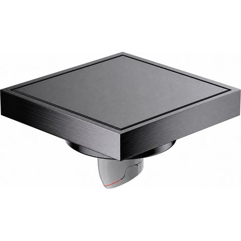 Siphon de sol à couvercle carré discret, pour zone sèche - 100 × 100 mm - gris canon de fusil - insert gris à évacuation directe (1/5)