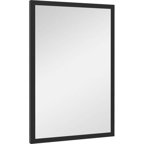 Miroir mural rectangulaire 60 x 40 cm, cadre en bois noir, idéal pour la salle de bain, salon ou chambre (1/5)