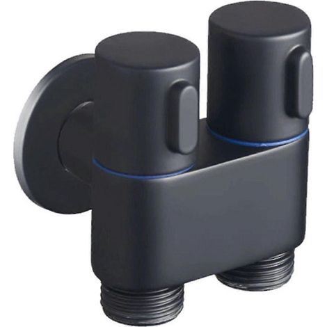 Robinet de toilette à double commande 1 entrée/2 sorties, réglable, pour lave-linge Noir (1/5)