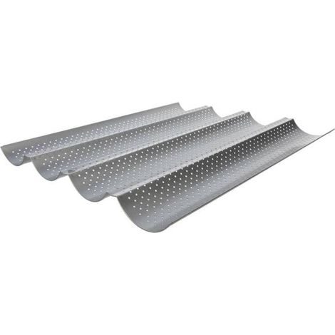 Moule pour 4 baguettes - Anti-adhésif - Plaque à pain perforée (1/3)