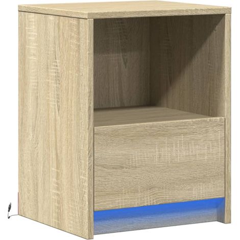 Nachttisch mit LED-Leuchten Sonoma Eiche Holzwerkstoff vidaXL (1/4)
