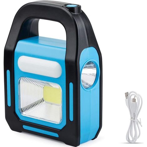 Lanterne de camping LED COB rechargeable solaire USB 3 en 1, ultra-lumineuse, avec chargeur pour appareils et lampe torche d'urgence étanche. (1/5)