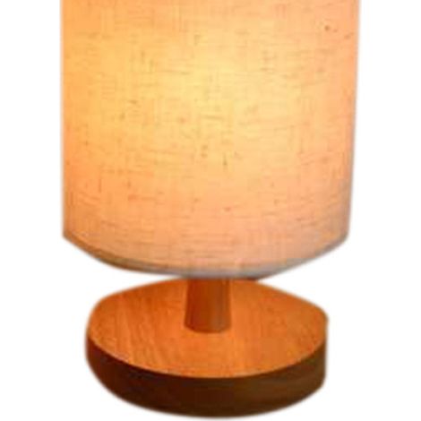 Lot moderne en bois massif lampe de chevet LED ronde blanc lin, interrupteur à bouton, cadeau d'anniversaire, décoration chambre hôtel, prise incluse (1/3)