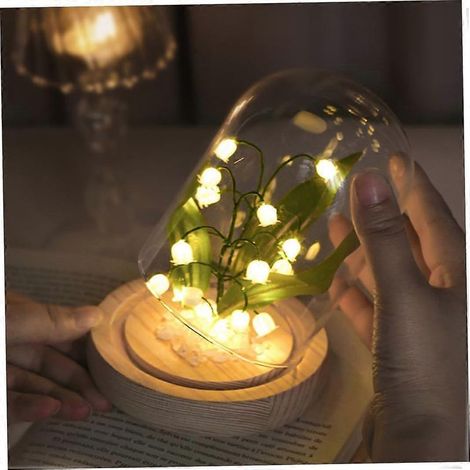 Kit de veilleuse DIY lampe muguet, veilleuse fleur à piles, décoration de bureau/chambre avec fleurs artificielles