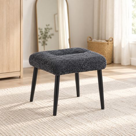 Puf acolchado 45 x 41 x 38 cm, patas de acero, gris oscuro OKMYHOME (1/5)