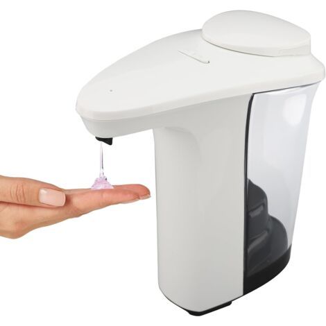 Distributeur automatique de savon liquide, 500 ml, support mural, avec détecteur de mouvement infrarouge pour salle de bain, cuisine, bureau -Blanc (1/5)