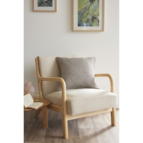 Coussin déhoussable avec passepoil 50 x 50 cm Polyester fils teints jacquard "Atlas" Le fil d'Ariane - Atlas Galet - (1/2)