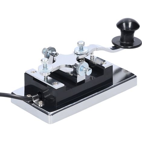 K4 Clé télégraphique Morse électrique robuste CW HF communication radio ondes courtes pour enseignement bricolage télégraphie 160x67x63mm 824g 1pc argent 99.95% (1/4)
