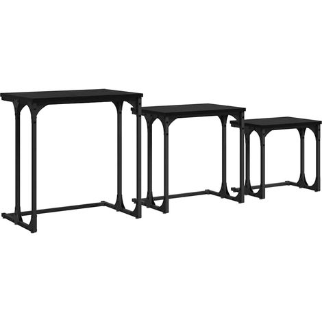 Mesa de Café Nido 3 pcs Roble negro Madera contrachapada vidaXL