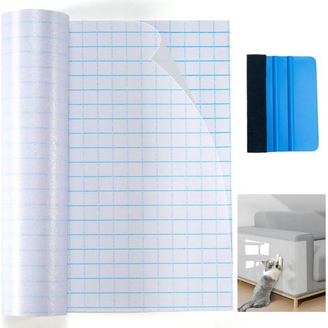 Protection Anti-Griffe pour Canapé Chat 20 x 500 cm, Transparent avec Grattoir, Sticker Protège-Meubles, Porte, Mur et Tapis (1/5)