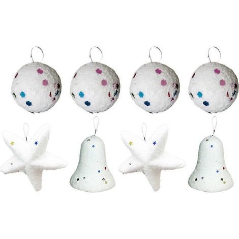 24 pendentifs à suspendre en forme de cloche, panthéons, boules décoratives pour les fêtes de fin d'année (blanches)-7X7CM-White (1/3)