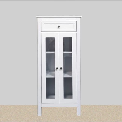 Colonne salle de bain Armoire de rangement DUO 60 laqué Blanc mat (1/5)