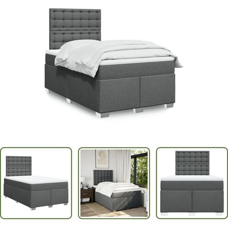 Matratze -  Boxspringbett mit Matratze Dunkelgrau 120x190 cm Stoff (1/5)