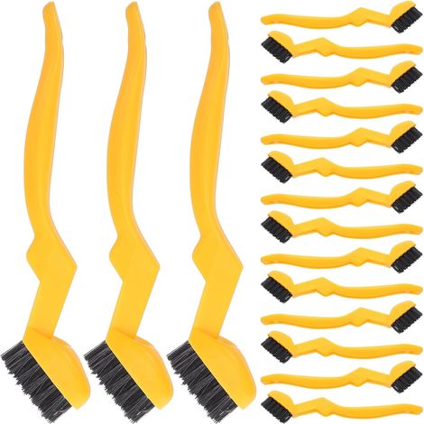 Juego de 30 mini cepillos industriales de nailon para limpieza, cepillos para fregar juntas y esquinas, herramienta multiusos para barbacoa, cocina y baño, mango amarillo. (1/5)