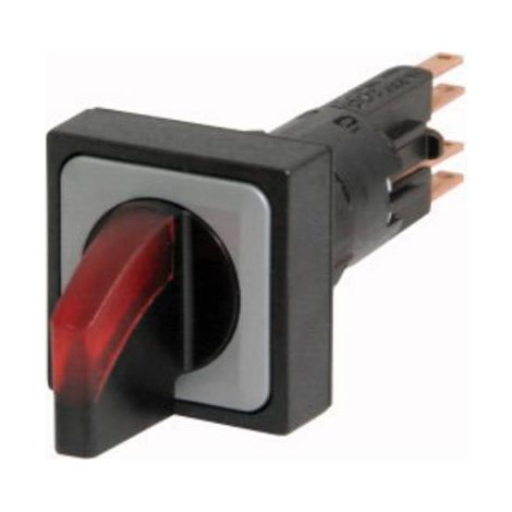 Commutateur rotatif lumineux 3 positions rouge à accrochage +lampe à incandescence 24V EATON Q25LWK3R-RT/WB (1/2)