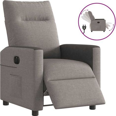 Chaise longue électrique réglable en tissu gris-beige – Lit d’appoint avec dossier inclinable, repose-pieds et fonction de massage (220 V, UE) (1/5)