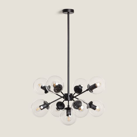 Pendelleuchte Metall und Glas Wassily 9 Strahler Schwarz