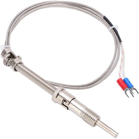 Sonde thermocouple type K à ressort de compression, blindée avec fil de thermocouple, 1 mètre pour installation en usine (1/5)