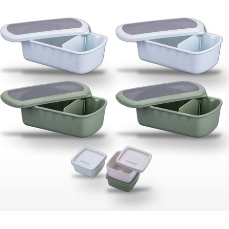 Lot de 2 Lunchboxs 1L Fackelmann Storage Bleu et Vert avec Set de 3 Boîtes à Sauce (1/5)