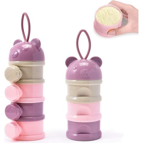 Distributeur Lait Poudre Portable, 2 Pièces Récipient Stockage Lait Poudre, Boîte Lait Poudre à Ouverture Latérale, Boîte Stockage pour Fruits Alimentaires pour Voyages et l'Extérieur (Violet) (1/5)
