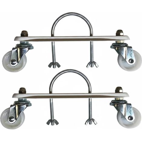 Base con ruedas para radiador eléctrico, plataforma de soporte de chasis de acero, fácil montaje, accesorios incluidos, movilidad, ruedas blancas (2 unidades) (1/5)