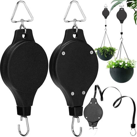 Poulies de Plantes, Crochet Suspension Escamotable pour paniers Suspendus et mangeoire à Oiseaux(2pcs) (1/5)