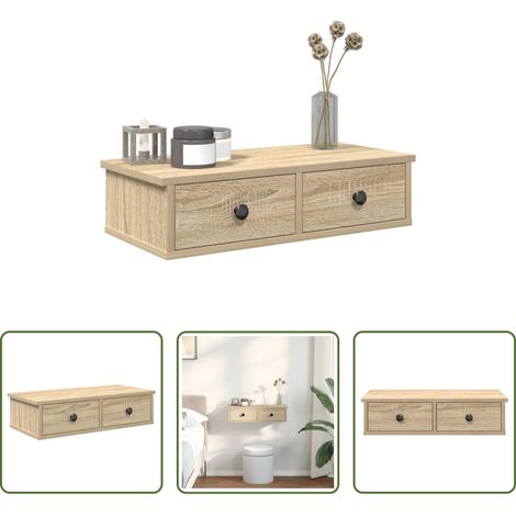 Schubladen - Wandregal mit Schubladen Sonoma-Eiche 60x28x15 cm Holzwerkstoff (1/5)