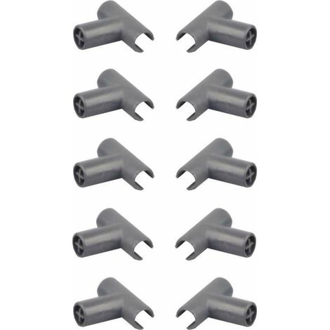– Raccord équerre de fixation PVC 10x – Pour traverse ronde Ø11mm – Couleur gris foncé – Connecteur pour tube et tringle