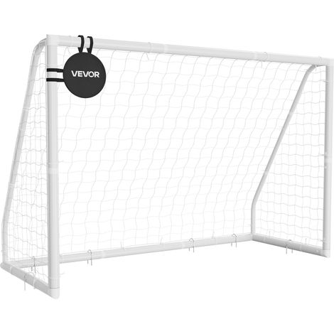 VEVOR But de Football 2,44x1,82 m Cage de Foot en PVC avec Filet en PE, pour Cour Stade Exterieur, Resistant aux Intemperies, Equipement deEntrainement de Football Portable, Avec Cible et Cones (1/5)