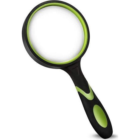 Magnifying Glass, 10x Handheld Reading Magnifier for Elderly and Children with Non-Slip Rubber Handle for Reading and Hobbies. (1/5)